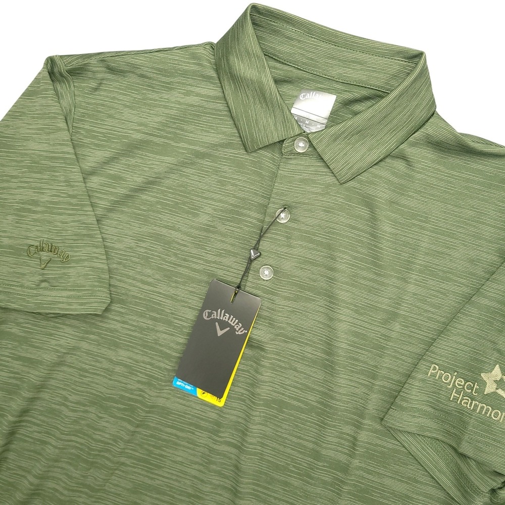 Callaway Opti-Dri Polo Shirt‎ Mens Medium Green Stripe Project Harmony Golf Top